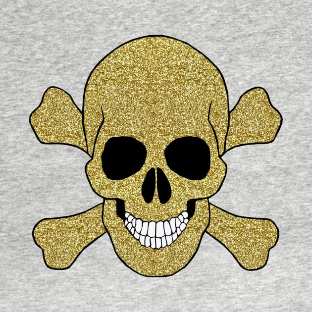 Faux Gold Glitter Skull And Crossbones by Atteestude